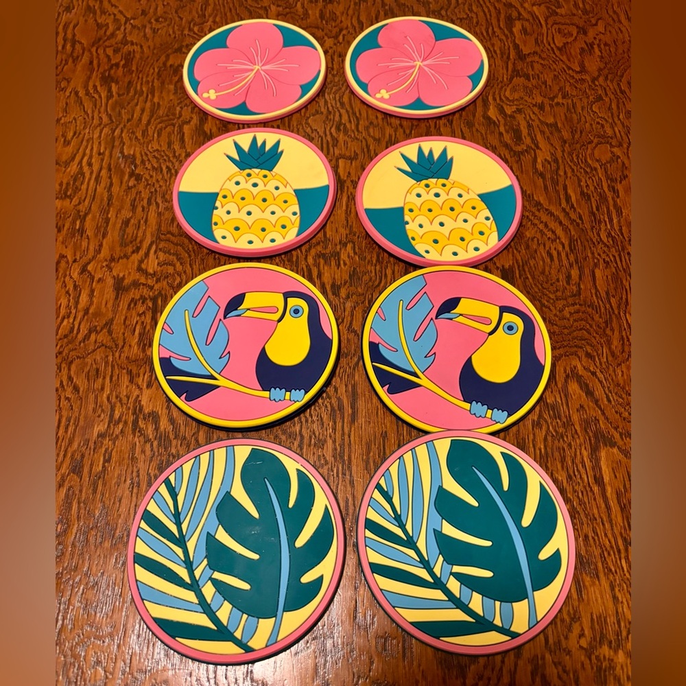Tropical Toucan and Pineapple Coasters